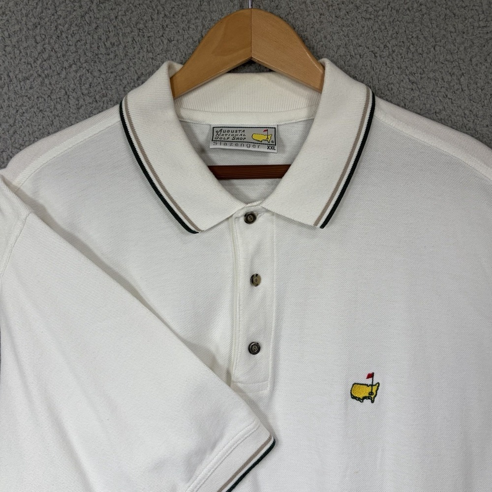 Vtg Slazenger Augusta National Golf Shop Masters Men's Polo Shirt White Size XXL